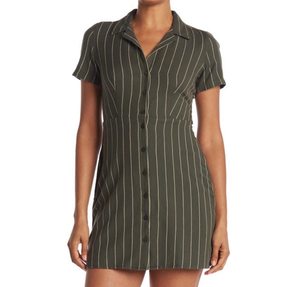 Obey Striped Mini Shirt Dress